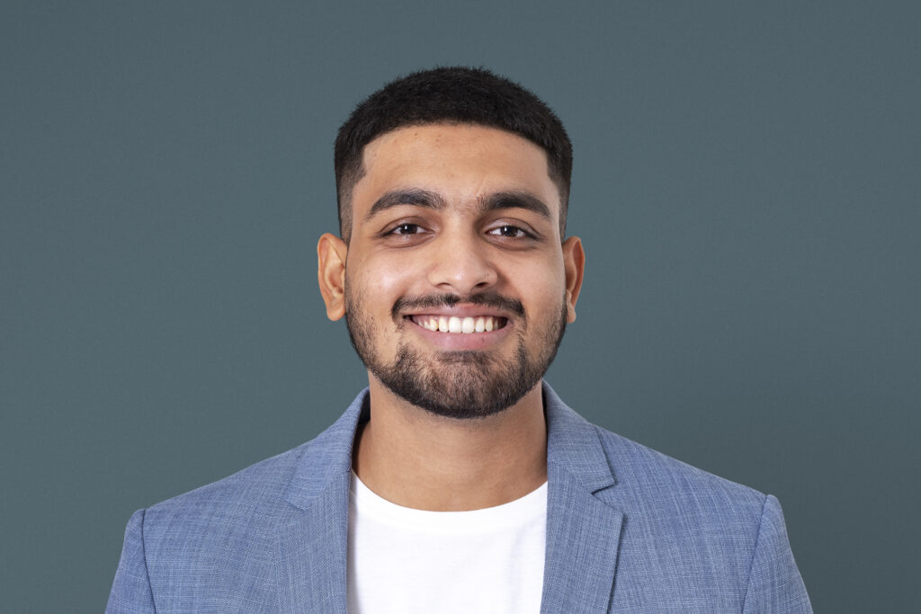 Smiling businessman posing for company profile picture